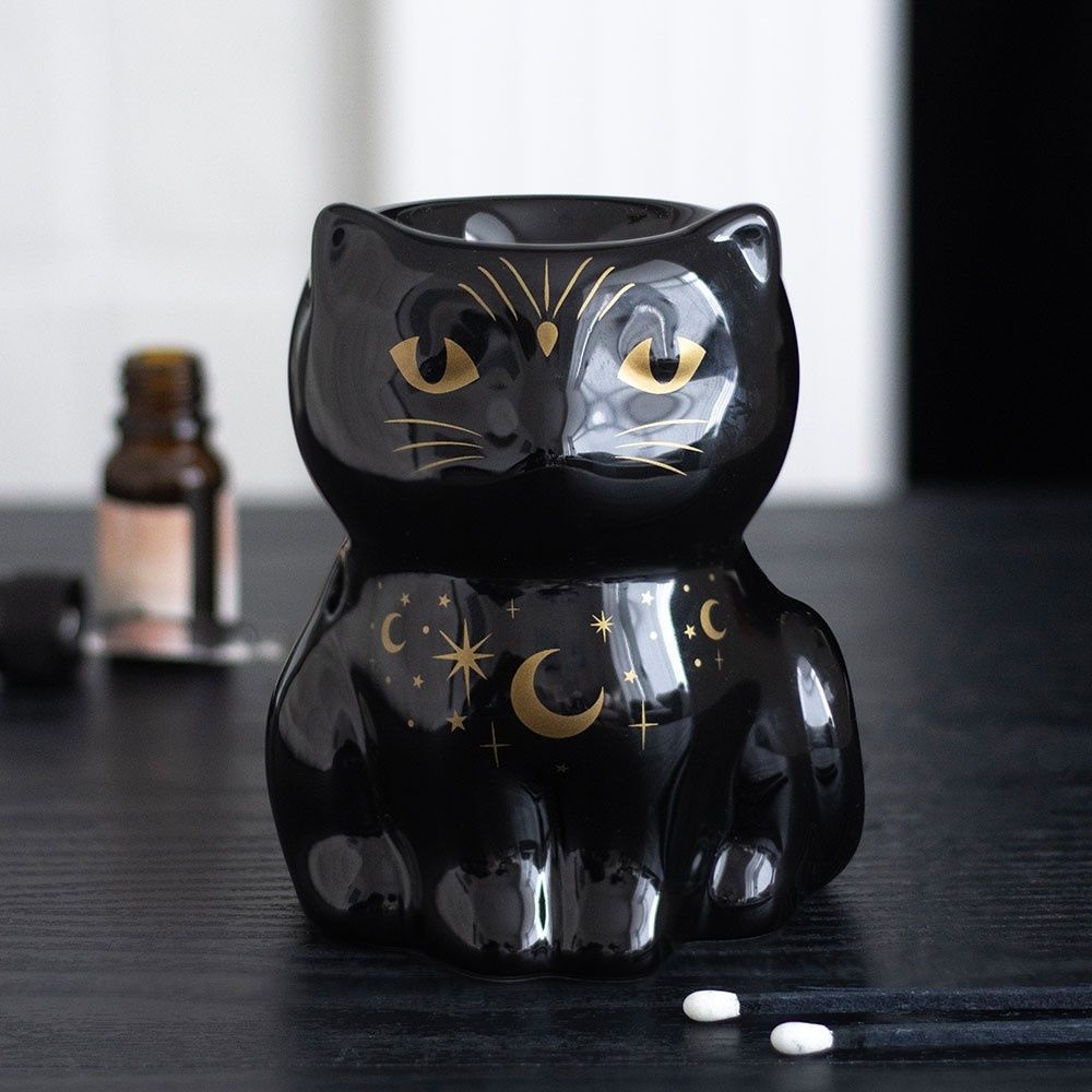 Something Different - Black Cat Magick Oil burner - Black